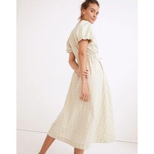 Madewell Plaid Tie-Waist Midi Green Dress, size S